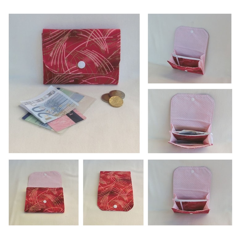 Porte Monnaie zippé à soufflets avec 2 compartiments à Document et Porte cartes, Tissu Coton, Pochette de rangement Sac à main Femme / Fille feu d artifice