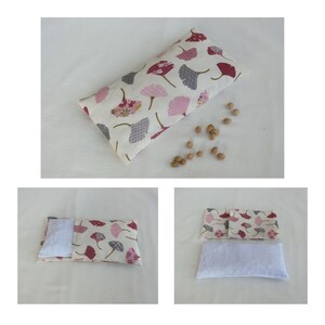 Bouillotte sèche déhoussable au Noyaux de cerises / 22 cm X 11 cm / Coussin relaxant, Tissu Coton Japonais, Cadeau Femme Fête des Mères Ginkgo Rose