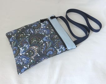 Padded shoulder bag, 25 x 21 cm, 2 zipped pockets, Cotton Cashmere Paisley fabric, Women's satchel, Shoulder tote bag