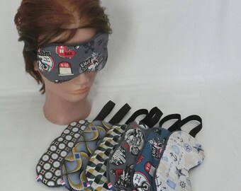 Night mask, Cotton fabric and bamboo sponge, Eye sleep mask, Blackout mask for men, Travel mask, Handmade in France