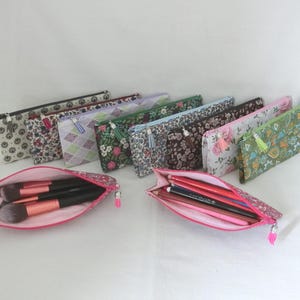 Astuccio con cerniera e soffietto per matite o pennelli da trucco, tessuto di cotone, custodia per accessori per la scuola o l'ufficio, astuccio per penne