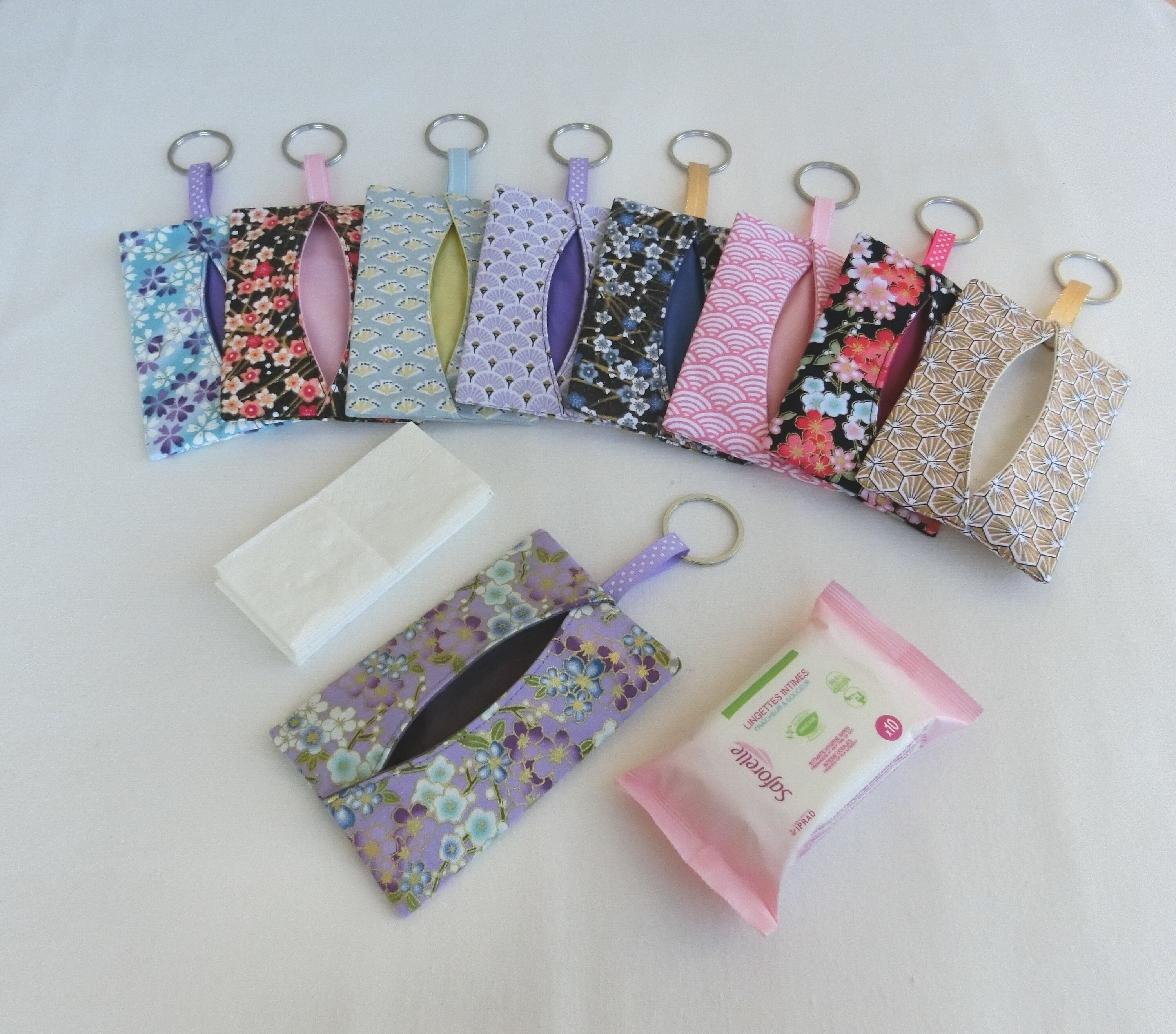 Paper Tissue Case or Small Intimate Wipes, Japanese Cotton Fabric, Nomadic  Pouch Key Holder, Washable Zero Waste, Women's Gift 