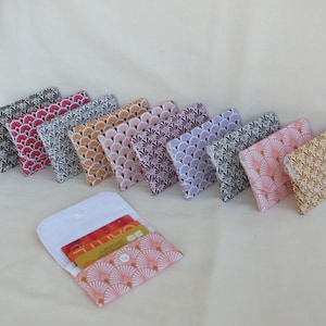 Tarjetero / Funda con 3 bolsillos de almacenamiento, Tarjeta bancaria, Tarjeta de fidelidad, Tarjeta bancaria, Tarjetas de visita, Tela japonesa para abanicos