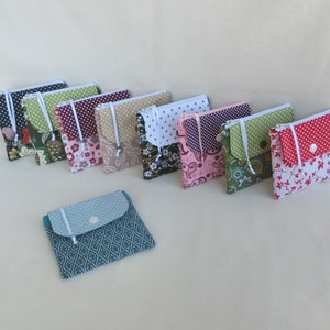 Extra coin purse with zip closure and 1 flap pocket for Document / Card holder, Floral or Japanese Fabric, Handbag Pouch