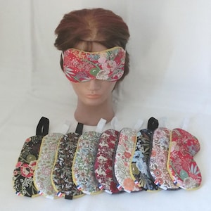 Night mask, Cotton fabric and bamboo sponge, Blackout eye mask, Women&#39;s sleep mask, Travel mask, Handmade in France