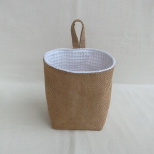 Reversible Jute and Honeycomb Terry Basket, Home Storage Basket, Baby, Child's or Bathroom Bedroom Basket image 7
