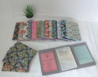 Pochette Tissu Coton et Vinyle, Protection Carte grise, Permis de conduire, Assurance voiture, Trousse plastifiée pour Documents, Fait main
