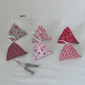 Lot de 6 Berlingots de Fleurs de Lavande séchée, Tissu Coton Japonais ou Fleuri, Parfum d'armoire, Sachet parfumé pour la maison, Cadeau