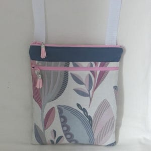 Borsa a tracolla imbottita con due tasche con cerniera, tessuto Crocus Flower, borsa a tracolla da donna, 25 x 21 cm, borsa tote fatta a mano