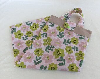 Sac à pain doublé, Sac à anse pour 2 à 3 baguettes, Tissu Coton Fleuri Rétro, Accessoire Cuisine Zéro déchet - Cadeau Femme Fête des Mères