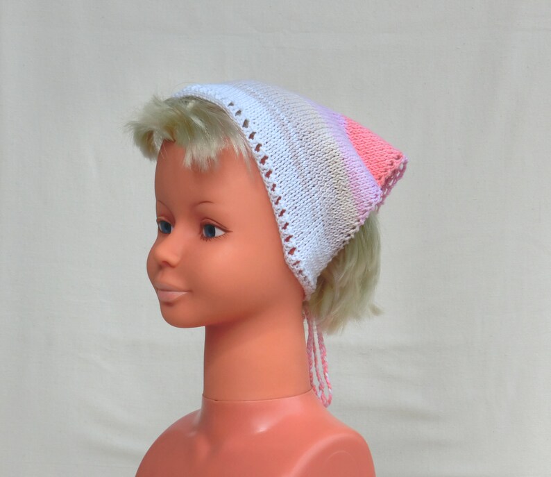 girl baby bloody handkerchief summer headband hand knitted cotton child scarf Bandana size 1224 months accessory pinkwhite