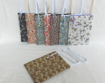 Pochette à bandoulière Zippée, Tissu coton fleuri, Sacoche Femme pour téléphone et petits documents, Mini Sac Fourre tout porté épaule