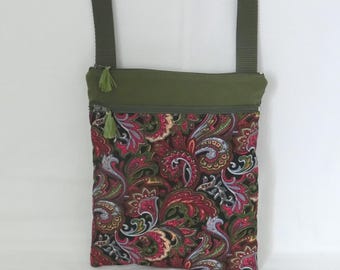 Padded shoulder bag, 25 x 21 cm, 2 zipped pockets, Cashmere fabric, Women's satchel, Shoulder tote bag, Handmade