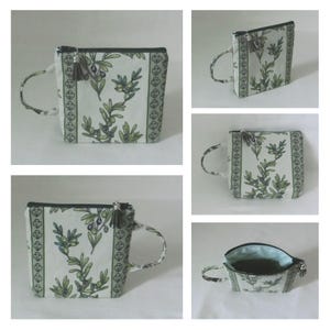 Tea bag, herbal tea or coffee pod pouch, pouch with 1 interior compartment, women's purse, Japanese fabric, handmade Provençal Olives
