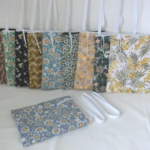 Pochette zippée à bandoulière, Tissu coton fleuri, Sacoche Femme pour téléphone et documents, Sac Femme, Fourre tout porté épaule, Fait Main