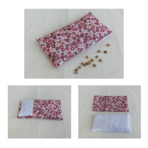 Bouillotte sèche déhoussable au Noyaux de cerises / 22 cm X 11 cm / Coussin relaxant, Tissu Coton Japonais, Cadeau Femme Fête des Mères Fleur du Japon Rose