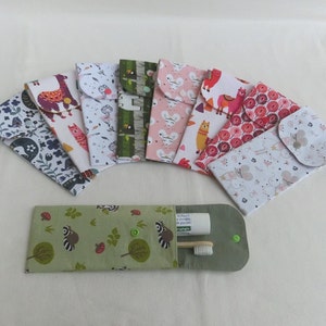 Pouch for 1 or 2 Toothbrushes and Toothpaste, Children's Fabric, Pencil Case, Nomadic Travel Accessory Case, Child Girl Boy