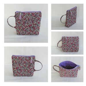 Tea bag, herbal tea or coffee pod pouch, pouch with 1 interior compartment, women's purse, Japanese fabric, handmade Fleur Japon Fuchsia