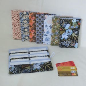 Porte Cartes / Pochette 10 compartiments pour Carte bancaire, Carte de fidélité, Carte de visite, Tissu Coton Japonais ou Fleuri, Fait Main