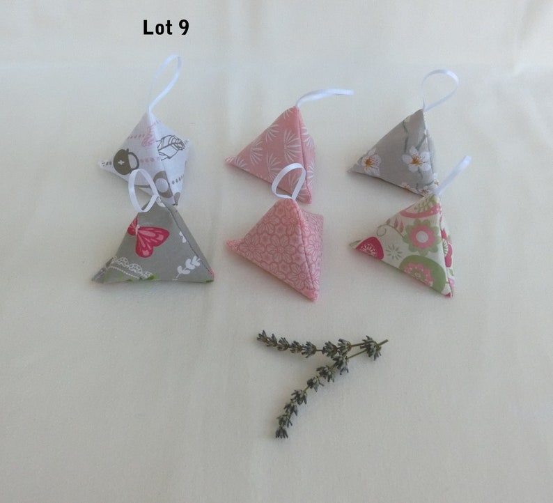 Set of 6 Berlingots of Dried Lavender Flowers, Japanese Cotton Fabric or Flowers, Wardrobe Perfume, Scented Sachet for the Home, Gift Idea Lot 9