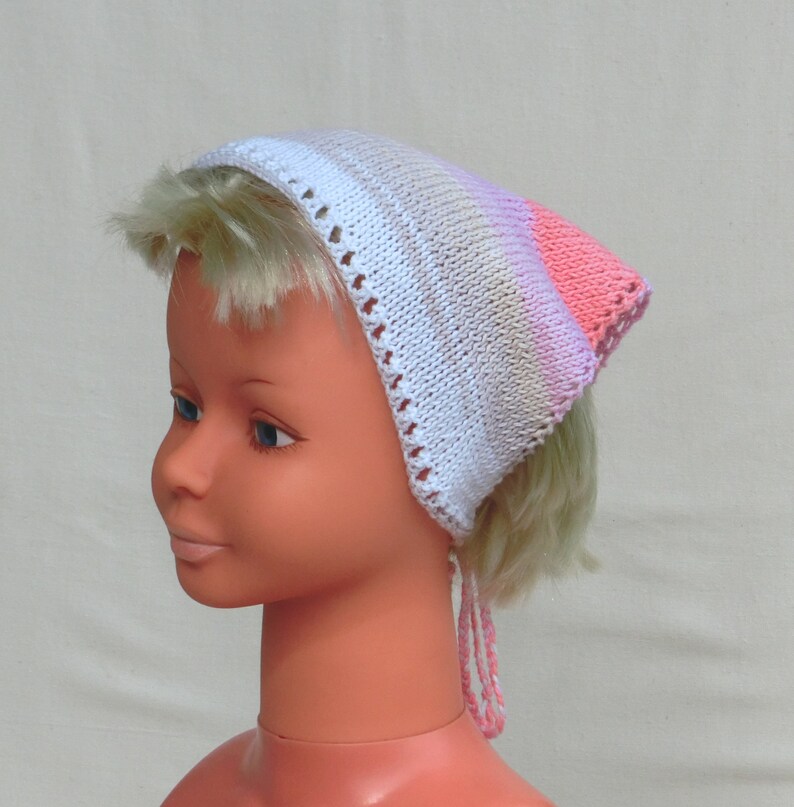 girl baby bloody handkerchief summer headband hand knitted cotton child scarf Bandana size 1224 months accessory pinkwhite