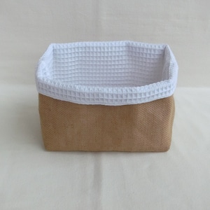 Reversible Jute and Honeycomb Terry Basket, Home Storage Basket, Baby, Child's or Bathroom Bedroom Basket image 3