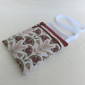 Pochette bandoulière molletonnée, 2 poches zippées, Tissu Exotique Palme Terracotta, Sacoche Femme porté épaule, 25 X 21 cm, Sac Fait main
