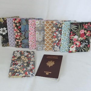 Pochette protège Passeport, Tissu Coton motif Japonais, étui de protection passeport, Pochette de voyage, Cadeau Femme ou Enfant, Fait main