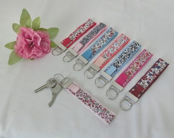 Armband/Schlüsselanhänger, Liberty-Stoff mit Blumenmuster, Armband/Schlüsselanhänger, Handtaschenanhänger, Schlüsselanhänger, Handgefertigt in Frankreich