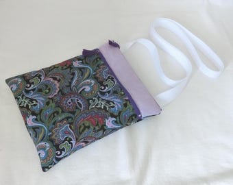 Padded shoulder bag, 25 x 21 cm, 2 zipped pockets, Cotton Paisley Cashmere fabric, Women's satchel, Shoulder tote bag