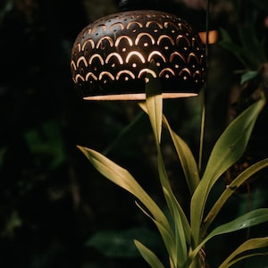 Set of 8 Hand Carved Coconut Shell Lamp Shades, Tropical Outdoor Lighting Decor