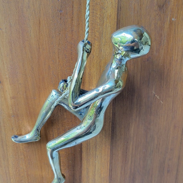 Brass climbing woman, #7 variation solid bronze metal wall sculptures decor.