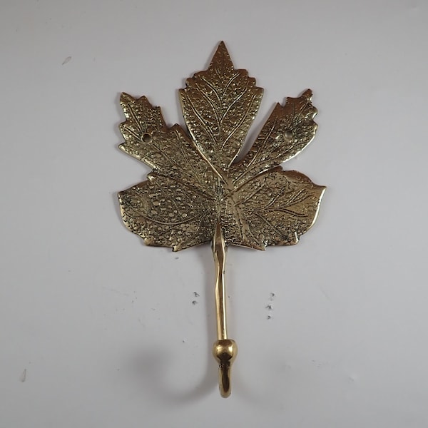 Maple leaf hook. Brass leaf hook or hanger for the home