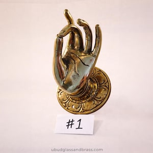 Brass Hand Wall Hook (Size #1) |  Coat & Bag Hook, Door Pull | Buddha Mudra Hand Sculpture | Entryway Decor