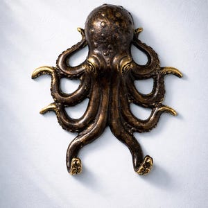Decorative brass octopus hook ocean animal wall hook for bathroom towel or coat