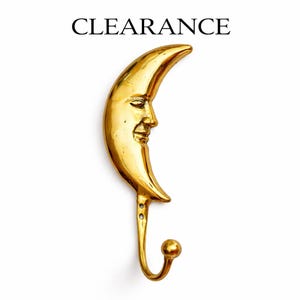 Crescent Moon Brass Wall Hook – Celestial, Boho, Witchy Decor, Key Holder