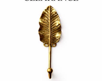 Gancho de pared con forma de hoja de latón – Oro botánico, llavero de entrada estilo bohemio