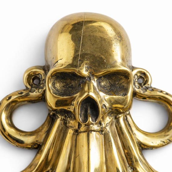 Brass Octopus Wall Hook – Nautical Pirate Decor, Towel & Coat Hanger
