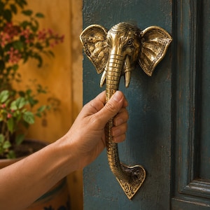 Messing olifant deurkruk | Deurkruk olifant | Antieke deurkruk | Unieke deurkruk | Boho housewarmingcadeau Balidecoratie