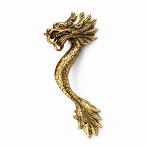 Gold brass dragon door handle vintage dragon door pull front entry hardware