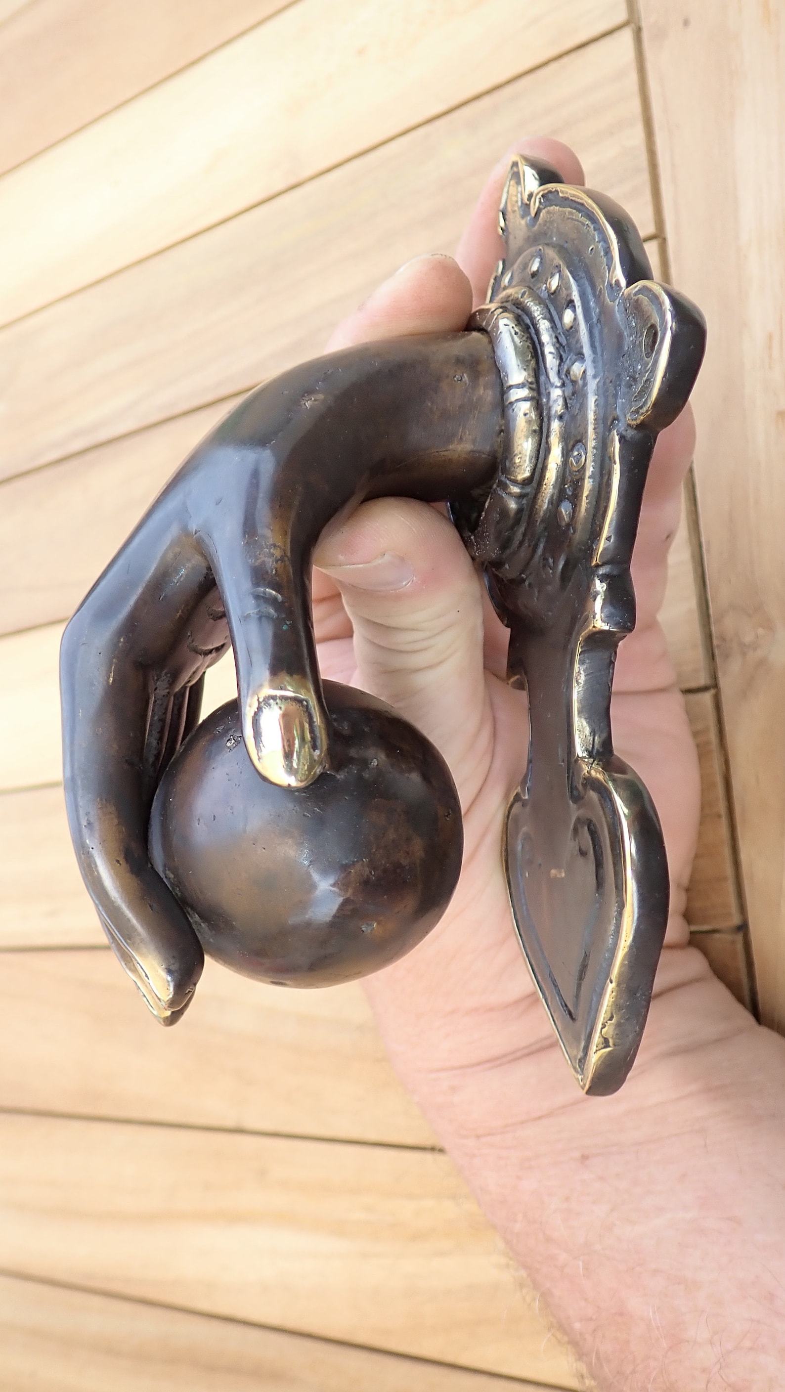 Brass Hand Entry Door Knocker for Exterior Door. Bronze - Etsy