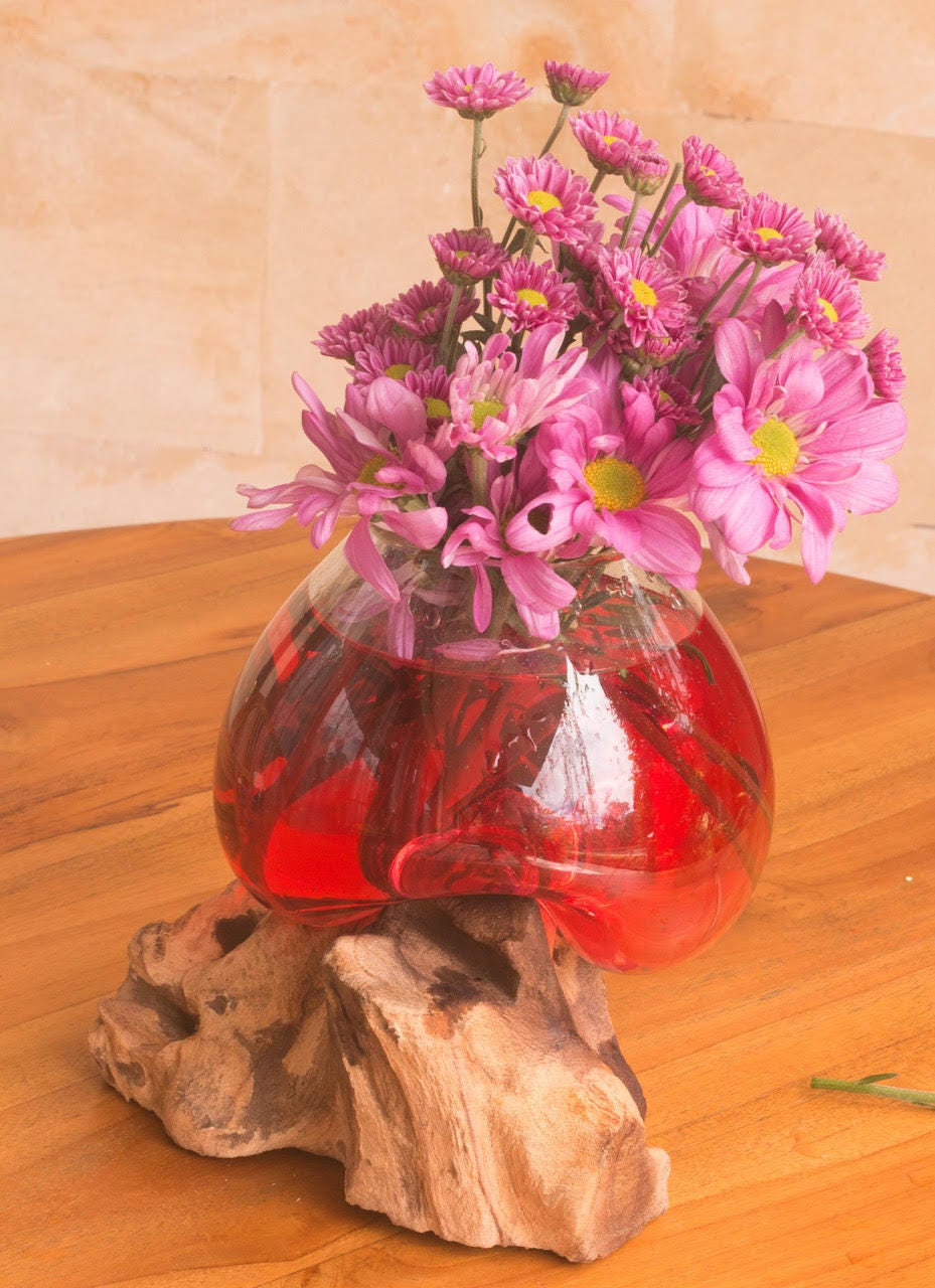 Glass Bowl Molded to Wood / Molten Glass Bowl / Driftwood Etsy Australia