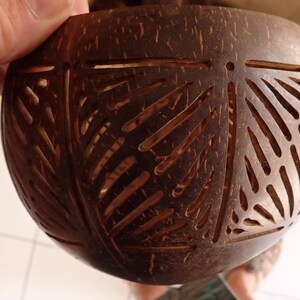 Hand carved coconut shell lamp shade, natural coconut lighting handmade decor