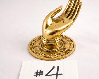 Gancio da parete in ottone a forma di mano di Buddha, misura #4 – Gancio per cappotti, cappelli e chiavi da ingresso, scultura a mano di Buddha