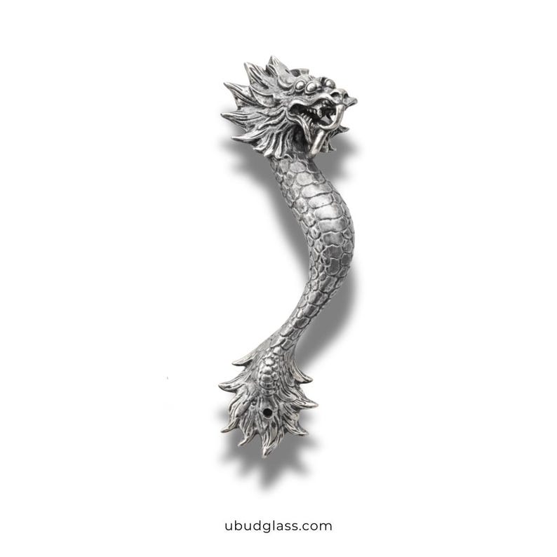 Silver dragon door handle pair vintage dragon door pulls double door