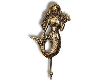 Gancho de pared con forma de sirena hueca – Colgador de joyas y toallas de estilo bohemio costero