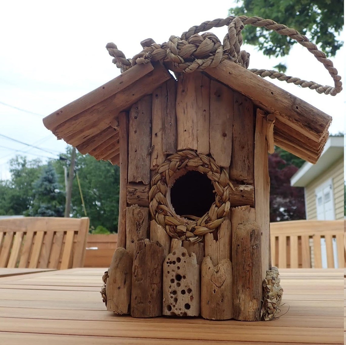 Bali driftwood bird house. Recycled wood bird feeder Etsy