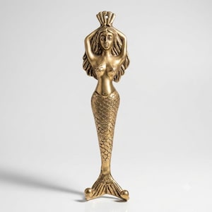 Brass Mermaid Double Wall Hook | Mermaid Door Handle & Drawer Pull | Vintage Boho Home Decor | Housewarming Gift | Coastal Decor