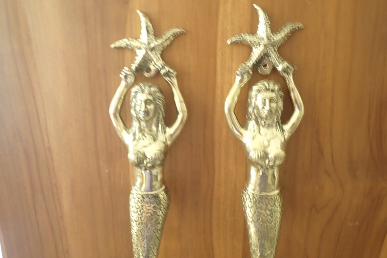 Mermaid Entry Door Handle Door Pull Solid Bronze Mermaid Door Etsy