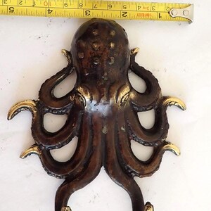 Top view measurement of octopus hook brass nautical wall hook decor